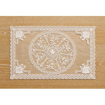 Мереживна сервірувальна серветка 30*45см Lace Rosette, колір - молочний білий