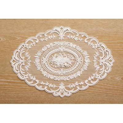 Мереживна сервірувальна серветка 29*41см Lace Bouquet, колір - молочний білий