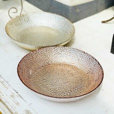 Блюдо стеклянное  розовое золото 27х5 см