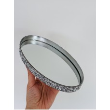 Піднос срібний декоративний з камінцями,18,5x11,5х2 см