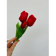 Букет силиконовых тюльпанов 29 см, красный