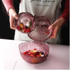 Салатник скляний Fleur пурпурний із золотим обідком D20*9 см 