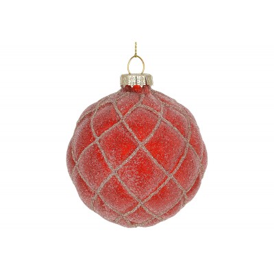 Ялинкова скляна куля з ефектом льоду 8см, колір - червоний