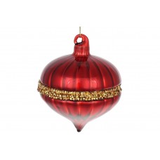 Елочное украшение 8см с декором из страз, цвет - красное сияние