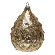 Ялинкова прикраса у формі краплі із золотим орнаментом, 11см