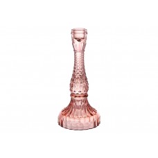 Свічник скляний Crystal (для тонкої свічки), D11*22см, колір - ніжно-рожевий