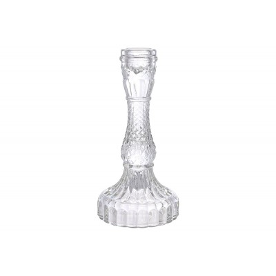 Свічник скляний прозорий Crystal (для тонкої свічки), D9.5*17см
