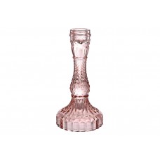 Свічник скляний Crystal (для тонкої свічки), D9.5*17см, колір-ніжно-рожевий