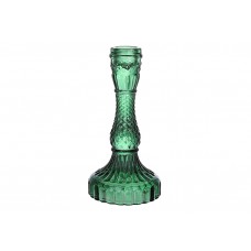 Свічник скляний Crystal (для тонкої свічки), D9.5*17см, колір-зелений