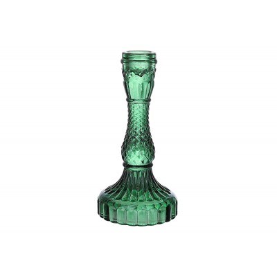 Свічник скляний Crystal (для тонкої свічки), D9.5*17см, колір-зелений