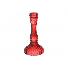 Свічник скляний Crystal (для тонкої свічки), D9.5*17см, колір-червоний винний