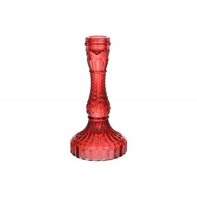 Свічник скляний Crystal (для тонкої свічки), D9.5*17см, колір-червоний винний