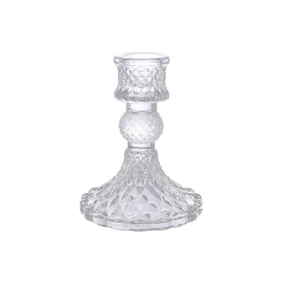 Свічник скляний прозорий Crystal (для тонкої свічки), D9.5*10см