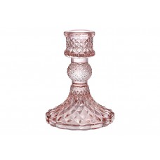Свічник скляний Crystal (для тонкої свічки), D9.5*10см, колір-ніжно-рожевий