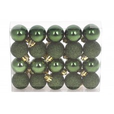 Набір ялинкових куль 3см, колір-зеленої хвої, 20шт: глянець , гліттер-по 10шт