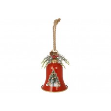 Металева підвіска Christmas bell з декором із хвої D15.5*22.5см, колір - червоний