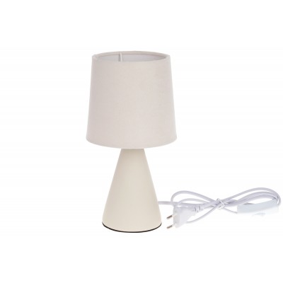 Настільна лампа кремова з тканинним абажуром Carol D13*25см