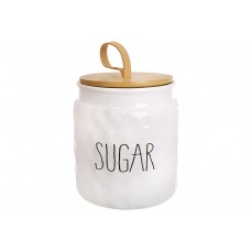 Банка керамічна з бамбуковою кришкою Sugar 1000мл, колір - білий