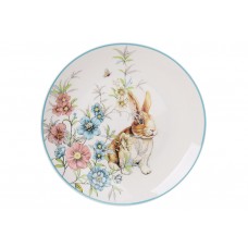 Тарілка порцелянова з блакитною облямівкою Happy Rabbit, D20. 5 * 2.2 см