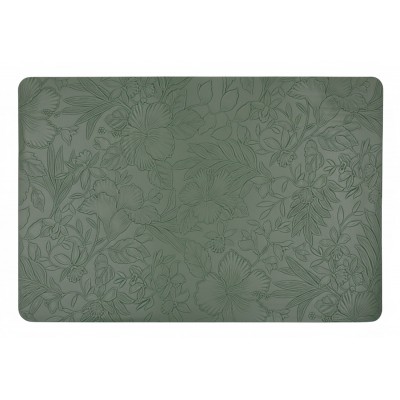 Сервірувальна серветка (плейсмат) з еко - шкіри з тисненням 30*45см Floral, колір - оливково - зелений