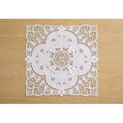 Бавовняна сервірувальна серветка 27*27см Lace Medallion, колір - молочний білий