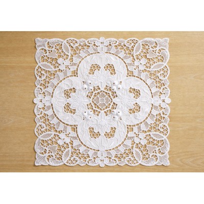 Бавовняна сервірувальна серветка 38*38см Lace Medallion, колір - молочний білий