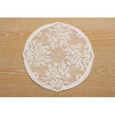 Мереживна сервірувальна серветка D30см Classic Lace, колір -  молочний білий