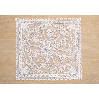 Мереживна сервірувальна серветка 30*30см Lace Rosette, колір - молочний білий