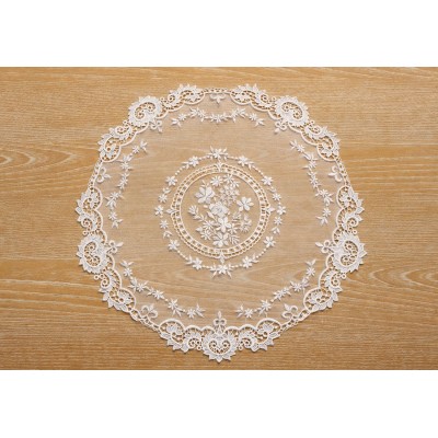 Мереживна сервірувальна серветка D40см Lace Garland, колір - молочний білий