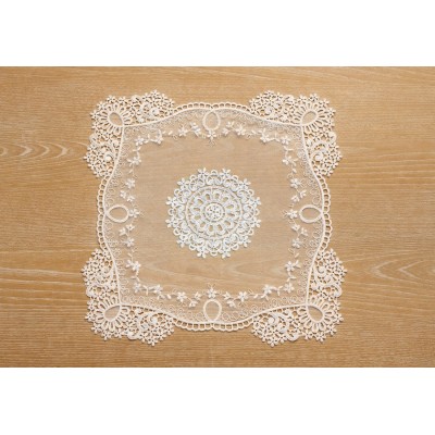 Мереживна сервірувальна серветка 35*35см Lace Garland, колір - білий молочний