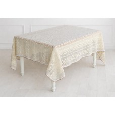 Скатертина бавовняна в'язане мереживо 110*110см, Boho Crochet, колір - натуральний беж