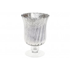 Подсвечник стеклянный 18см, цвет - серебро антик