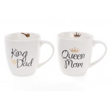 Кружка фарфоровая King Dad, Queen Mom, 520мл