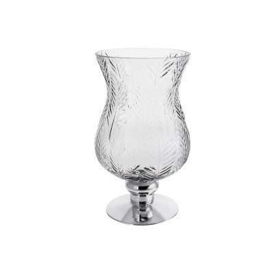 Ваза скляна Розалін, 20*35см, колір - сірий зі сріблом