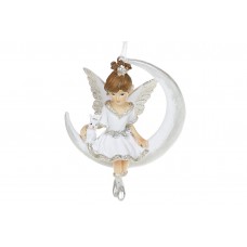 Декоративна підвіска Фея з кроликом, 10см, колір-білий з шампанню