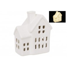 Керамічний будиночок з LED підсвічуванням, 8.5*5.5*10см, колір - біли