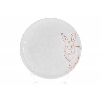 Тарелка керамическая с рисунком Bunny 21.5см, цвет - белый с золотом