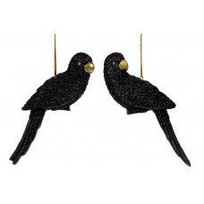 Декоративна підвісна фігурка папуга, 15.5 см, 2 види, колір-чорний з глітером