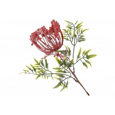 Декоративна гілка Даукус карота з гліттером 34см, колір - червоний