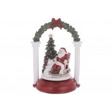 Новорічний декор з музичним супроводом (пісня Jingle Bell) Санта Клаус у кріслі з ялинкою та собачкою, 24см