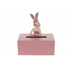 Коробка для серветок дівчинка-Зайчик 21,5 см, Колір-Рожевий