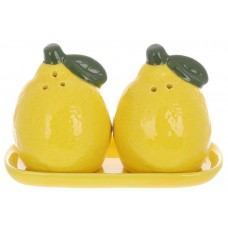 Набір для спецій Lemon: сільничка та перечниця 8см на керамічній підставці, колір-жовтий