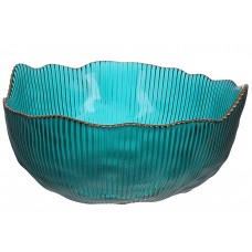 Салатник скляний Fleur смарагдовий із золотим обідком D17*7.5 см 992-040