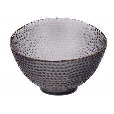 Салатник скляний Bauble димчастий сірий із золотим обідком 17*12 см 992-087