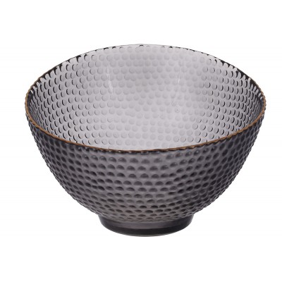 Салатник скляний Bauble димчастий сірий із золотим обідком 17*12 см 992-087