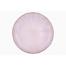Тарілка скляна Fleur D27 * 2.3 см, колір-рожевий із золотим обідком
