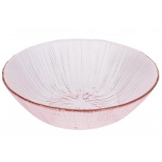 Салатник скляний Fleur D16.5*5см, колір-рожевий із золотим обідком