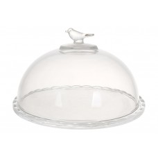 Блюдо з кришкою з прозорого скла D19.3*12см Bird