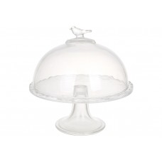 Тортівниця скляна на ніжці з кришкою D19,3*19 см Bird