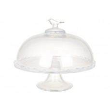 Тортівниця скляна на ніжці з кришкою D29*25 см Bird